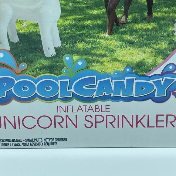 Pool Candy Inflatable Unicorn Sprinkler White Water Play 3 Feet Tall - Picture 3 of 11